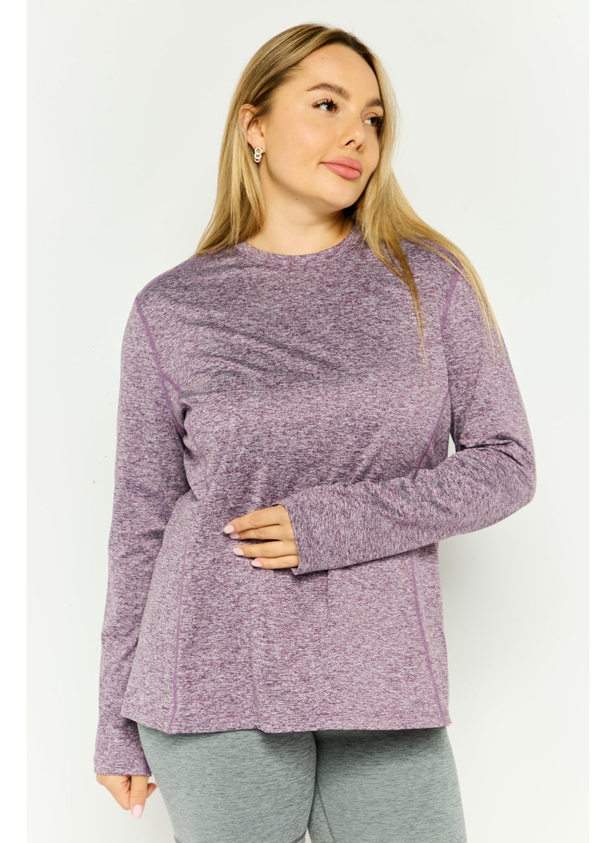 Women Sportswear Fit Long Sleeve Training Top, Purple Heather