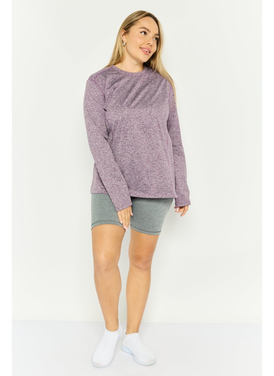 Women Sportswear Fit Long Sleeve Training Top, Purple Heather