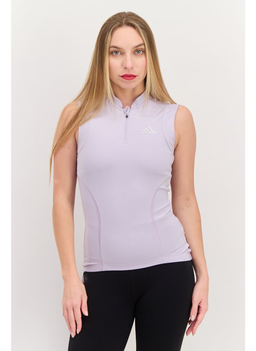 Women Sportswear Fit Cap Sleeves Training Top, Lilac