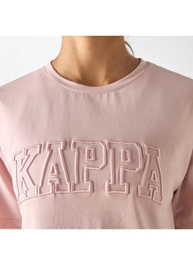 Kappa Logo Detail Crew Neck T-shirt with Short Sleeves
