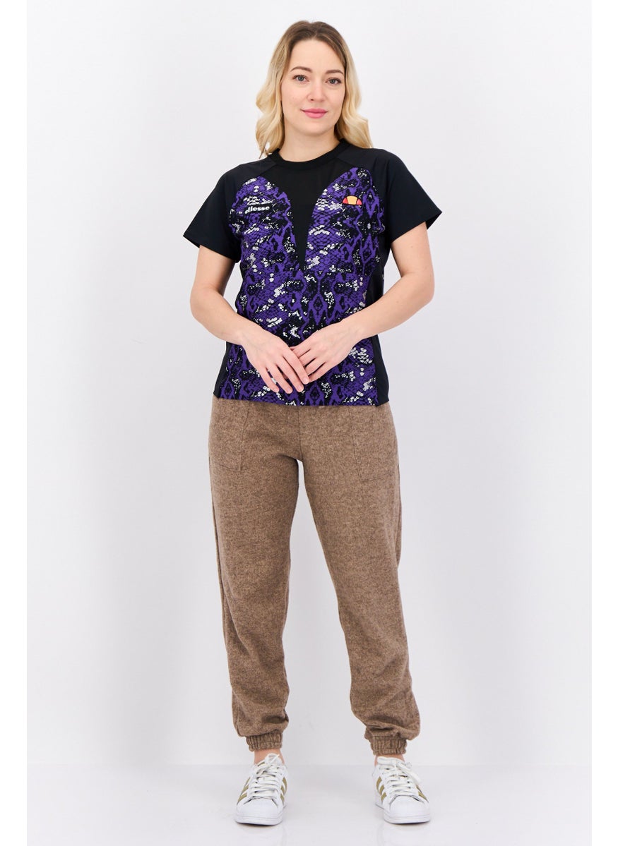 Women Sportswear Fit Short Sleeves Running T-Shirt, Purple Combo