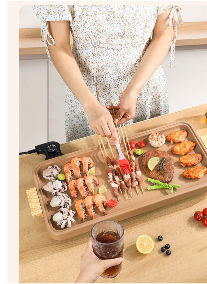 Barbecue Plate-Barbecue Plate 2-in-1, Non-Stick Coated Electric Grill, Portable Multi-functional Electric Grill Smokeless Non-stick Grill Grill Family