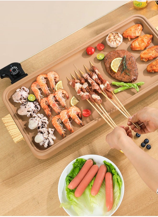 Barbecue Plate-Barbecue Plate 2-in-1, Non-Stick Coated Electric Grill, Portable Multi-functional Electric Grill Smokeless Non-stick Grill Grill Family