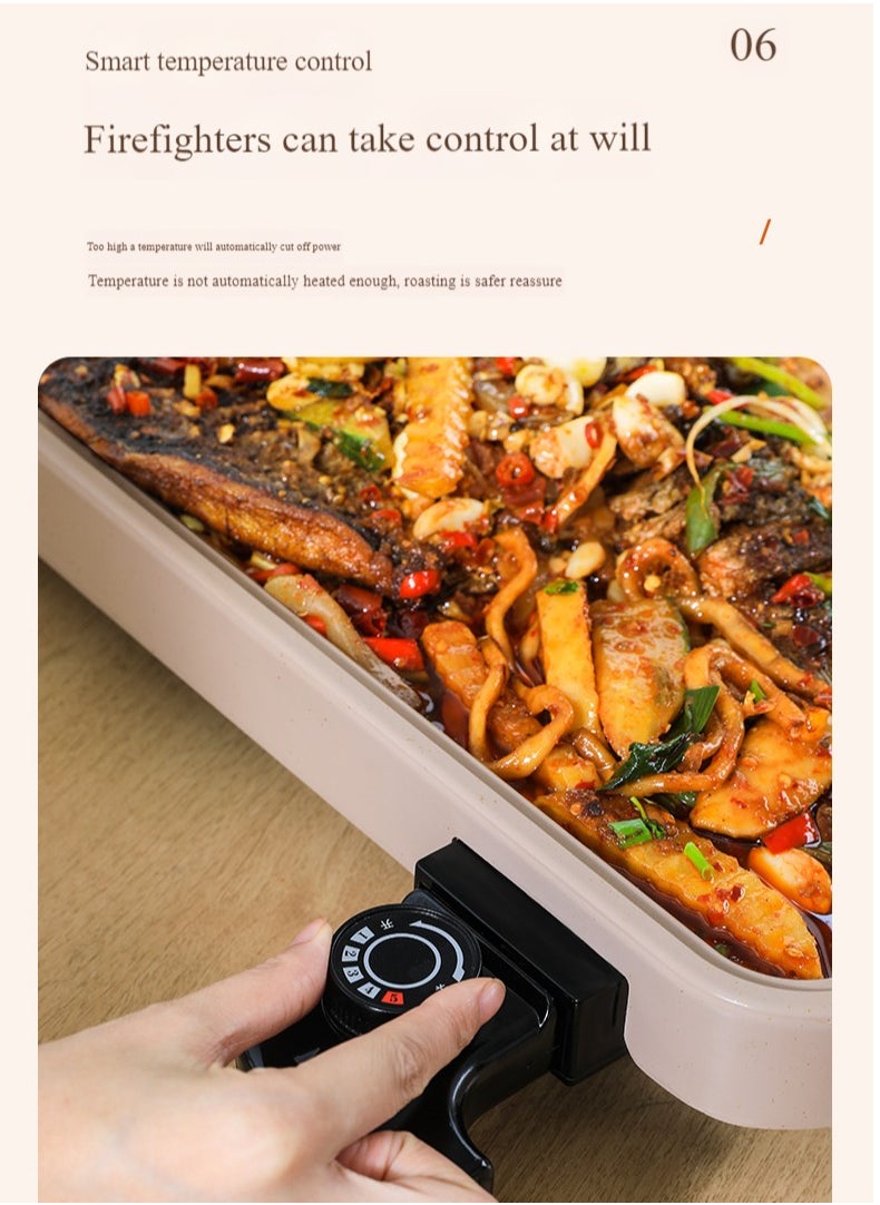 Barbecue Plate-Barbecue Plate 2-in-1, Non-Stick Coated Electric Grill, Portable Multi-functional Electric Grill Smokeless Non-stick Grill Grill Family