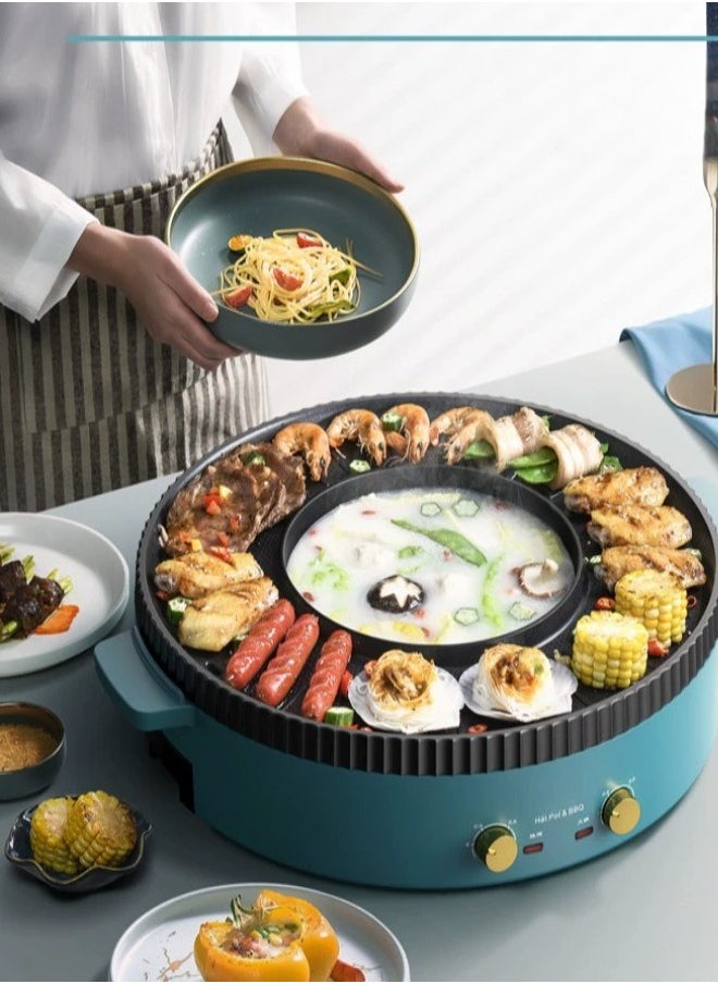 Electric Barbecue Grill - Multi-function Rotisserie Shabu-Shabu Shabu