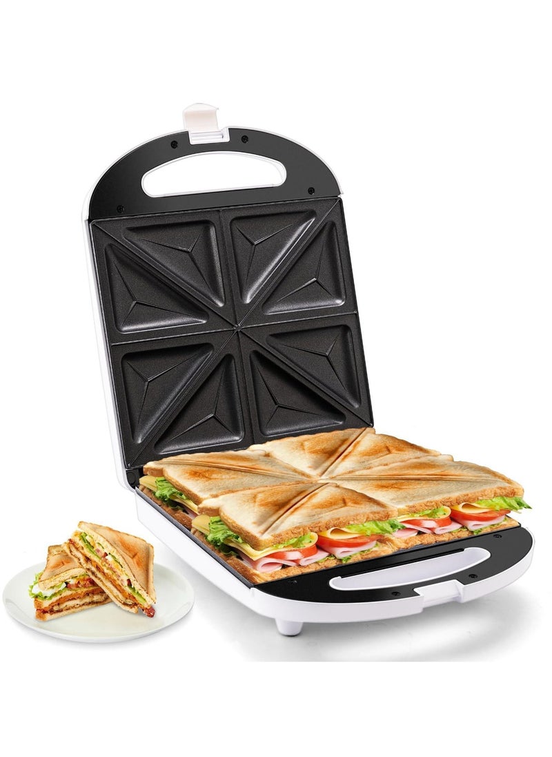 Sandwich Maker 4 Slice 1400W – Non-Stick Electric Sandwich Press with Cool-Touch Handles, Quick Heating, Perfect for Grilled Cheese, Paninis & Breakfast Sandwiches