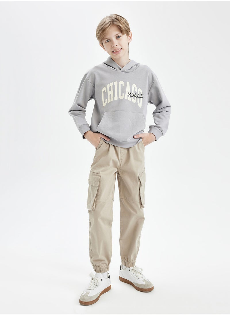 Child Cargo Pants With Pockets, Drawstring Waist, And Elastic Cuffs (Jogger Style), Gabardine Fabric