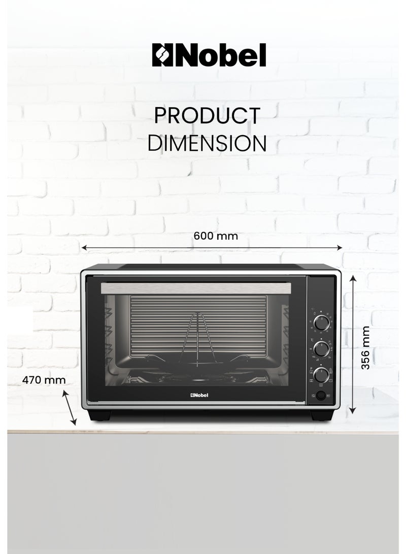 Nobel 50L Multi-Cooker Oven with Adjustable Temperature Control, Turbo Fan, Barbeque Grill, and Steam Support NMC5500- Made In Turkey 50 L 1400 W NMC5500 black