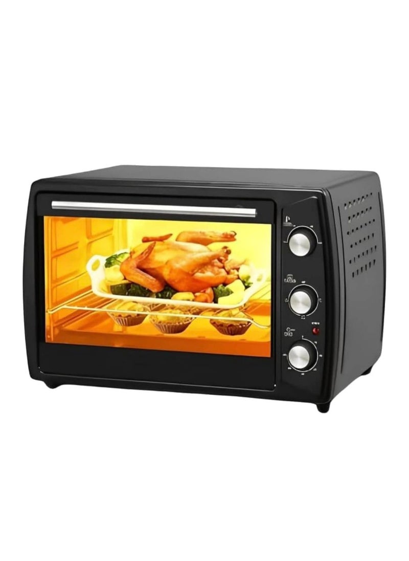 Electric Oven with 3 Temperature Control Knob Function 63L with 2200W Toaster Oven with Grill, Bake, Roast, Pizza Function & Fry Pan, Large Capacity for Home Kitchen