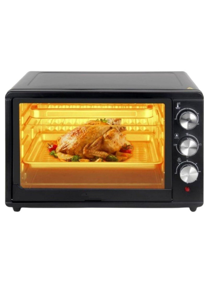 35L Electric Oven, 1500W Countertop Toaster Oven – Adjustable Thermostat & Timer, 90-Min Timer, Rotisserie Chicken Grill, Bake, Roast, Pizza Maker – Includes Fry Pan & Wire Rack