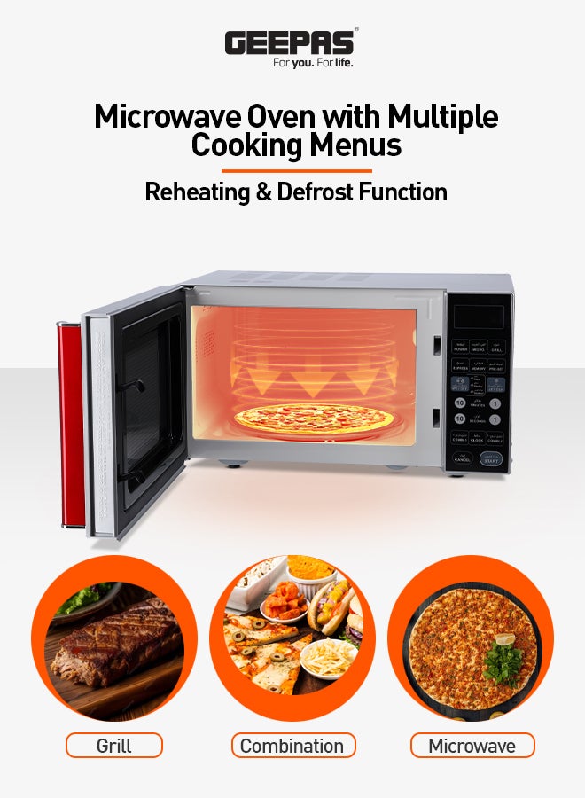 27 Ltr- Digital and Convection Microwave Oven with 10 Powerful Professional Chef Levels,Digital Display, One-Touch Digital Control, Pull Handle Door, Black Color , 2-Year Warranty, (Model: GMO1876-27LD) 27 L 1400 W GMO1876-27LD Silver