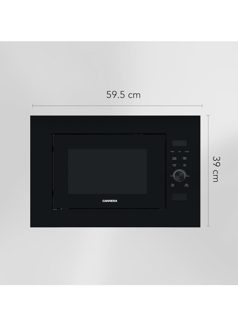 Carrera Built-in Microwave – 900W Power Output, 25L Capacity, Microwave + Grill Function, Stainless Steel Cavity, Defrost, Child Lock, Digital Timer