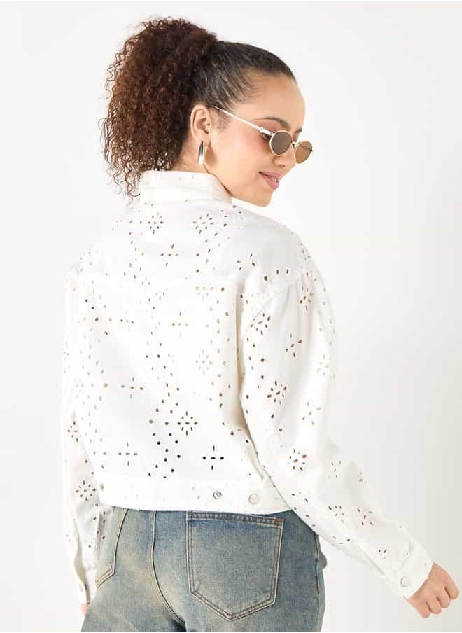 Lee Cooper All-Over Schiffli Detail Zip Through Jacket