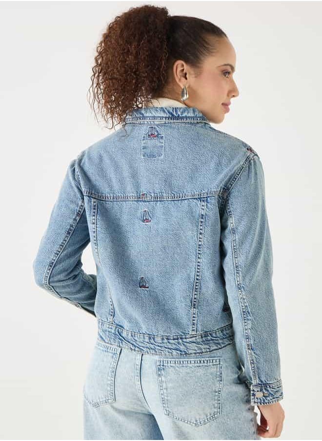 Lee Cooper Embroidered Button Through Jacket with Pockets