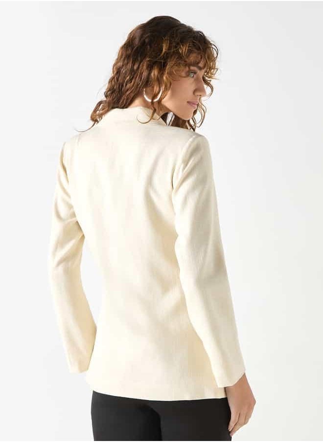 Iconic Textured Wrap Jacket with Notched Lapel and Tie-Up Detail