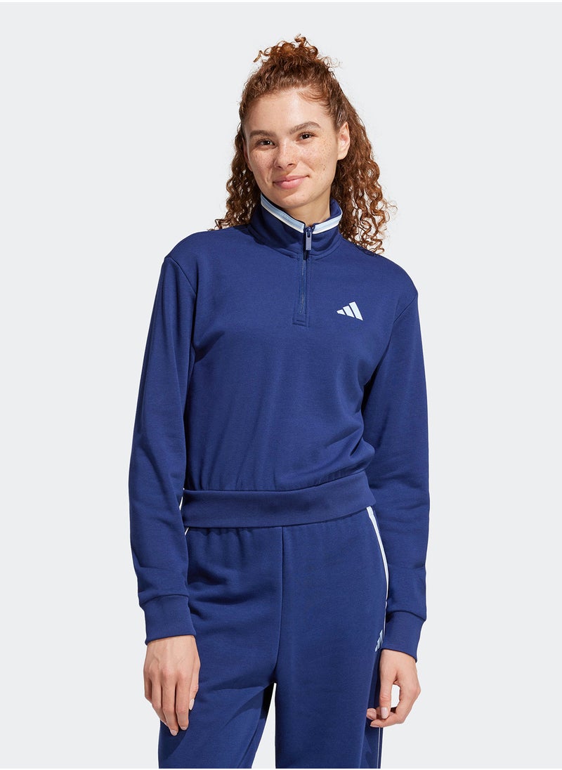 Essentials Color Pop French Terry Crop Quarter-Zip Track Jacket