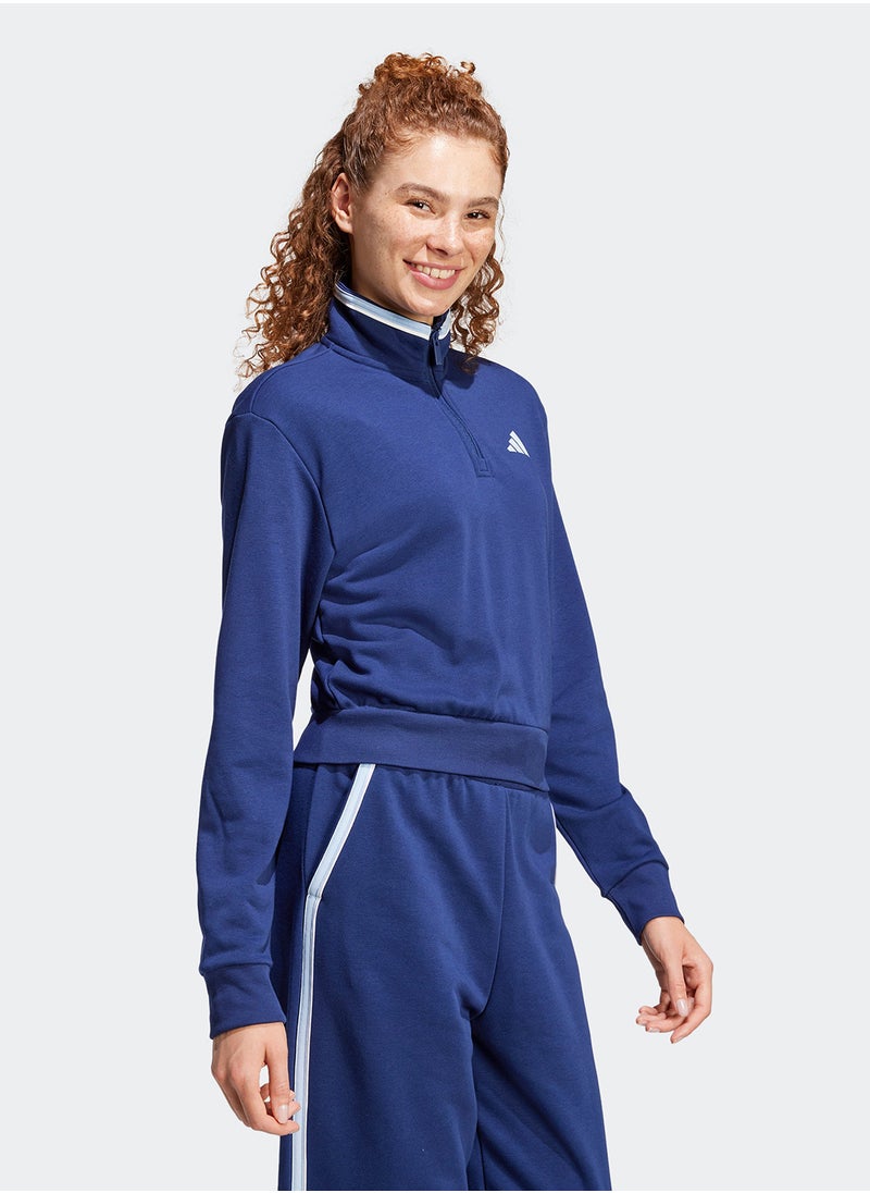 Essentials Color Pop French Terry Crop Quarter-Zip Track Jacket