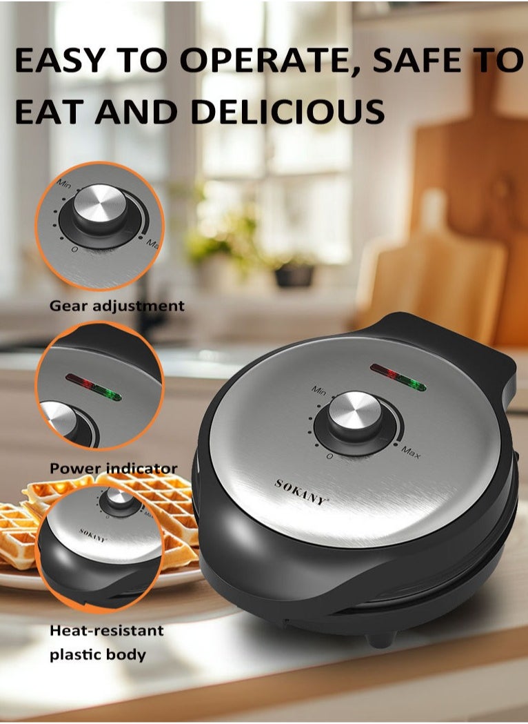 Electric Waffle Maker,750W Waffle Machine,Non Stick Plates & Adjustable Temperature Control,SK-08039