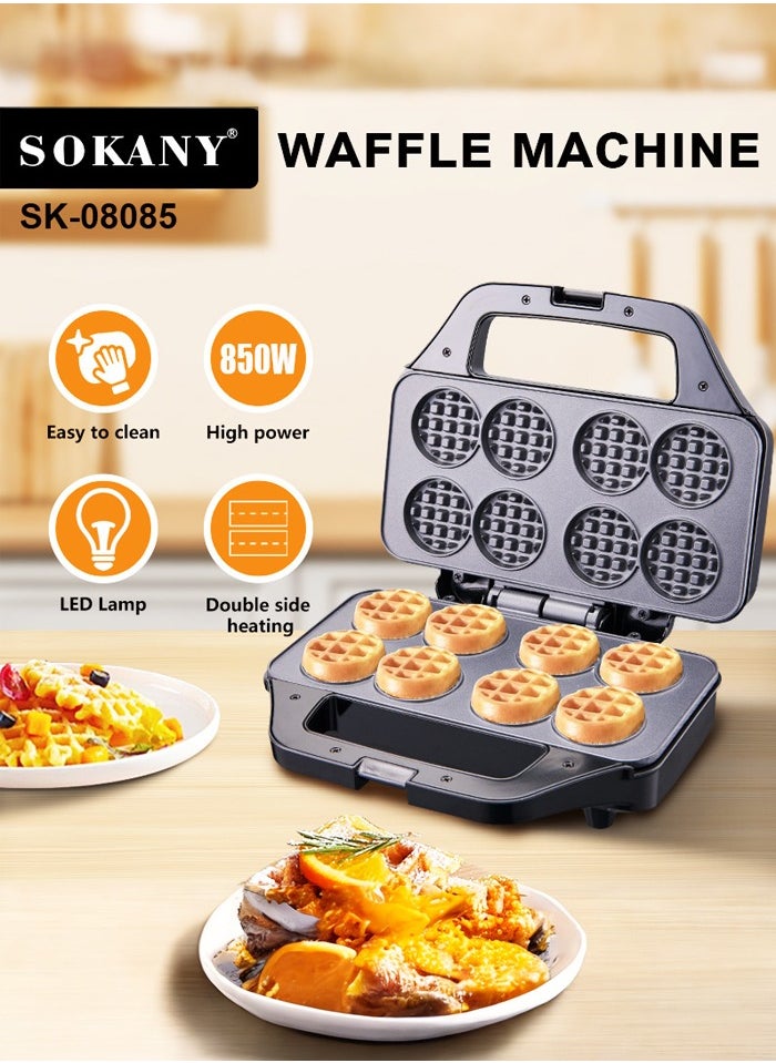 Electric Waffle Maker,850W 8 Slice Non Stick Teflon plates & Adjustable Temperature Control,SK-08085