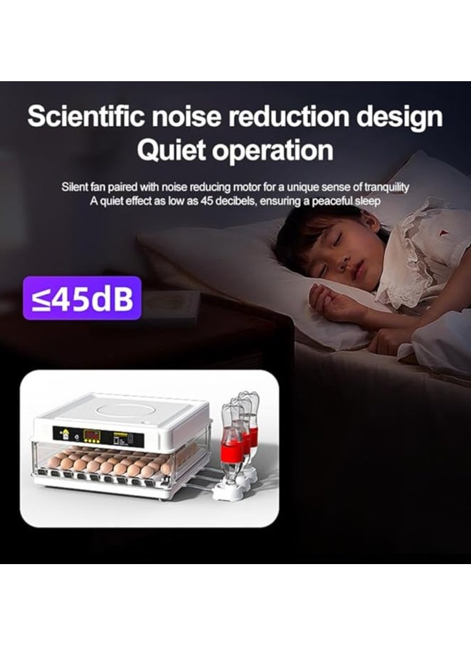Egg Incubator,Small Household Digital Automatic Incubators for Hatching Parrot/Birds/Chickens/Ducks/Quails and Goose,Built-in Led Candler (24 eggs)