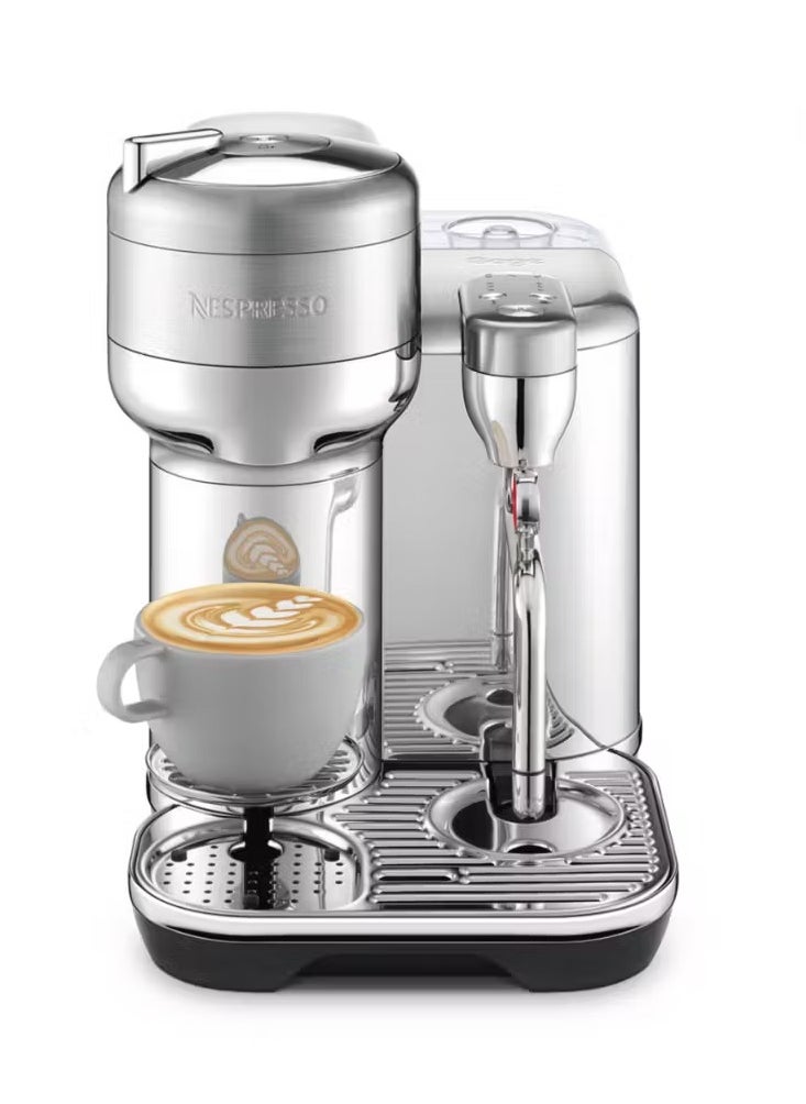 The Vertuo Creatista Coffee Machine with Milk Frother Wand for Cappuccino, Flat White and Espresso by Sage | SVE850BSS4GUK1 | Brushed Stainless Steel