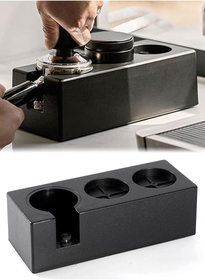 3 Holes Coffee Tamper Station, Universal 51/53/58 mm: ABS Tamping Station with Adjustable Screw Cap, Filter Holder Accessories,Tamper Station for Barista