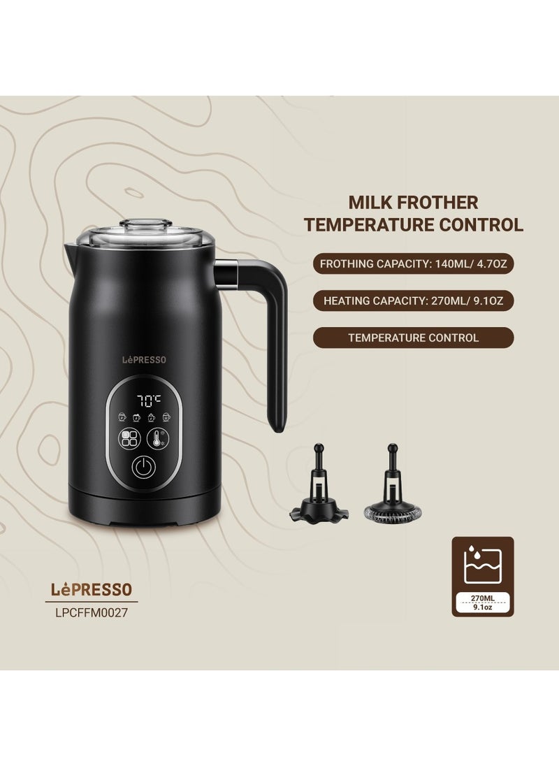 LP027 Four Froth Milk Frother 270ml Heating Capacity with Temperature Control 500W / 60Hz Rated Frequency / 140mL Frothing Capacity / UK 3-Pin Plug Power Cord - Black