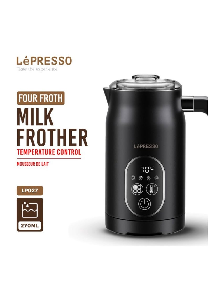 LP027 Four Froth Milk Frother 270ml Heating Capacity with Temperature Control 500W / 60Hz Rated Frequency / 140mL Frothing Capacity / UK 3-Pin Plug Power Cord - Black