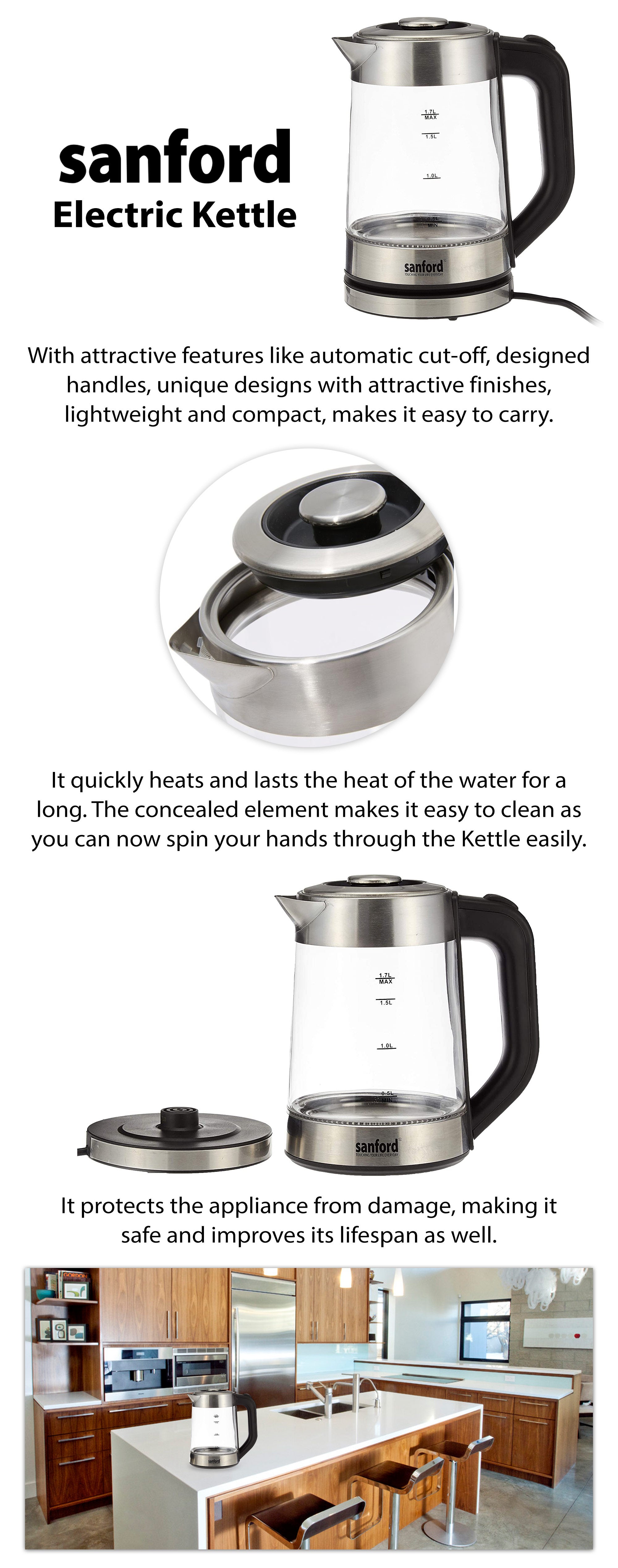 SF3350EK Electric Kettle 1.7L 1.7 L SF3350EK-1.7L BS Transparent
