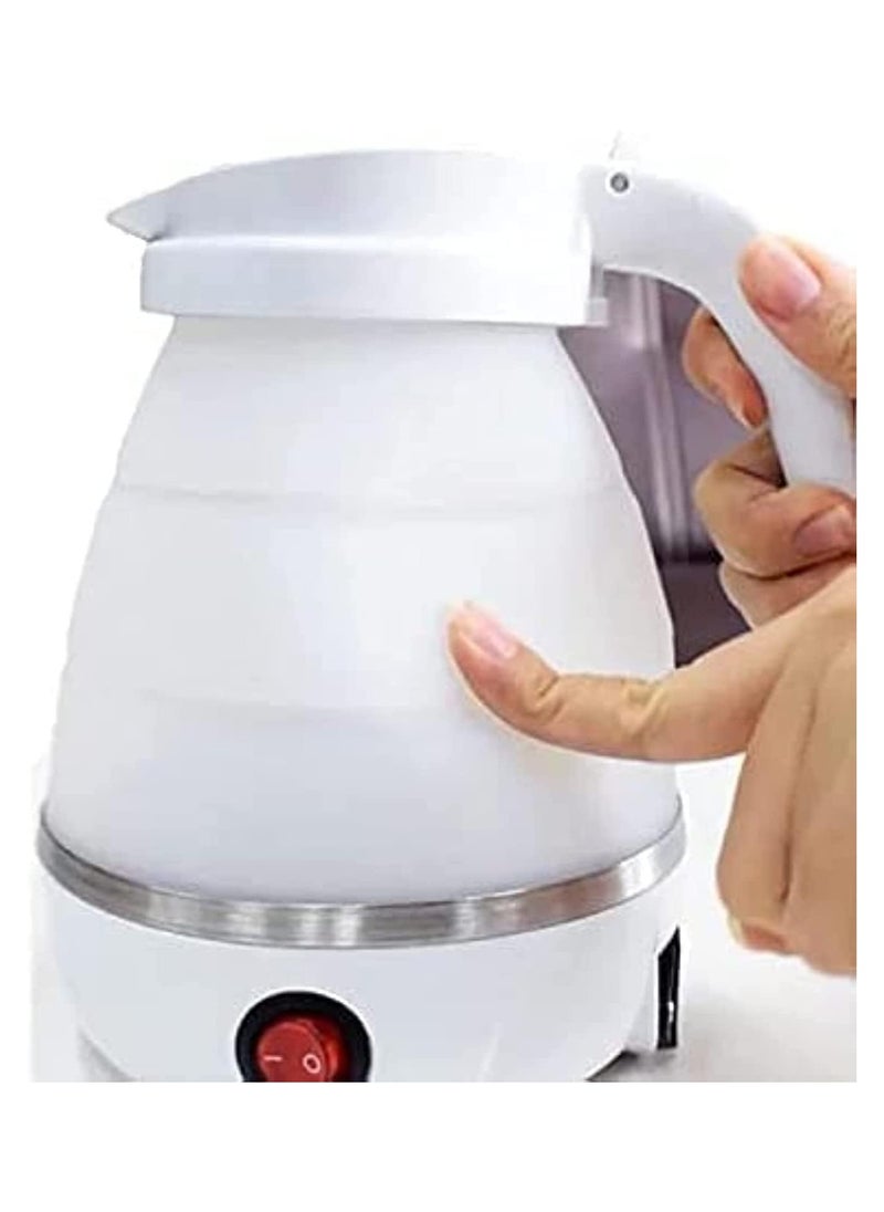 Travel Foldable Silicon Water Heater Jug Collapsible Mini Portable Electric Kettle (white)