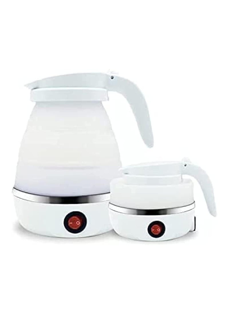 Travel Foldable Silicon Water Heater Jug Collapsible Mini Portable Electric Kettle (white)