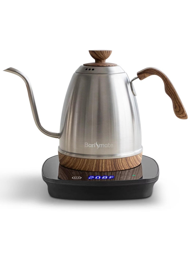 Electric Stainless Steel Gooseneck Kettle Temperature Control Variable For Coffee Tea Water Pour Over 1200 Watt Quick Heating 1 Liter Boil-dry Protection Touch Screen Silver