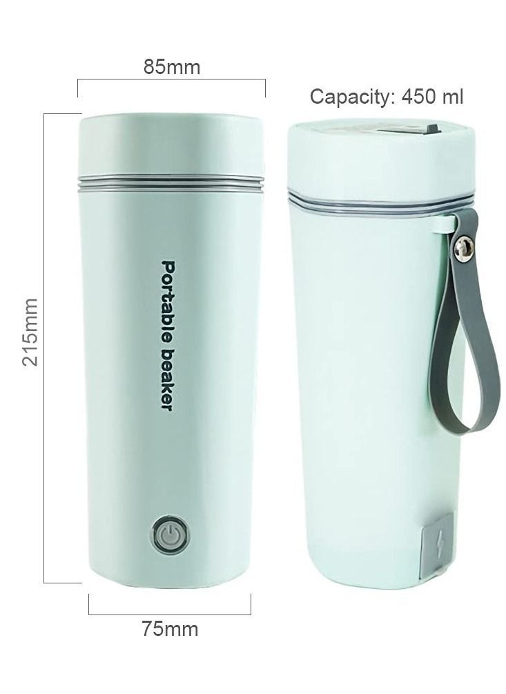 portable electric kettle stainless steel liner travel electric cup home mini heating teapot fast cooking single cup water heater 350ml hot water bottle light green