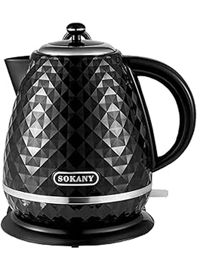 SOKANY SK-1032 2200W Electric Kettle Hot Water Kettle, 1.7L Hot Water Boiler, Removable Filter, Auto Shut Off, Water Level Display, Cordless Pouring, Black