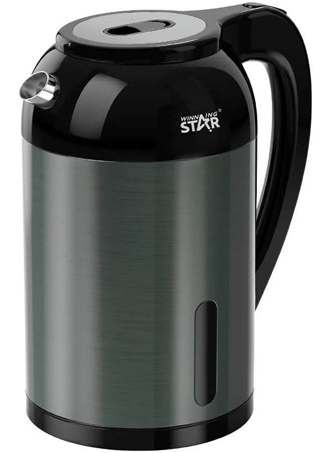 Winning Star 3L Stainless Steel Electric Kettle | 1500W with Heating Plate & Temperature Control | Fast Boiling | Auto Shut-off | Boil Dry Protection | EU Quality | Grey