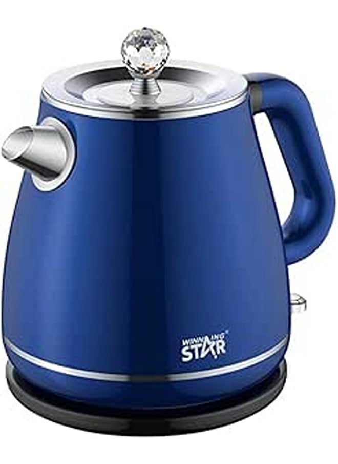 Winning Star Double Layer Electric Kettle,1.8l, Rapid, Thermostat Control, Cool-Touch Exterior, Auto Shut-Off for Safety, Anti-Dry Burning Protection, Copper Cord, EU QUALITY, Blue