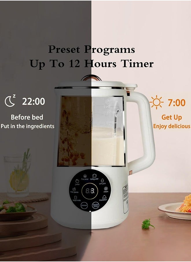 1000ml Nut Milk Maker Machine & Juicer,Multi Functional Automatic Homemade Plant-Based Cow Milk, Soy, Almond, Oat, Juice, Dairy Free Beverages Maker With 12H PreSet/AutoClean/KeepWarm/Boil