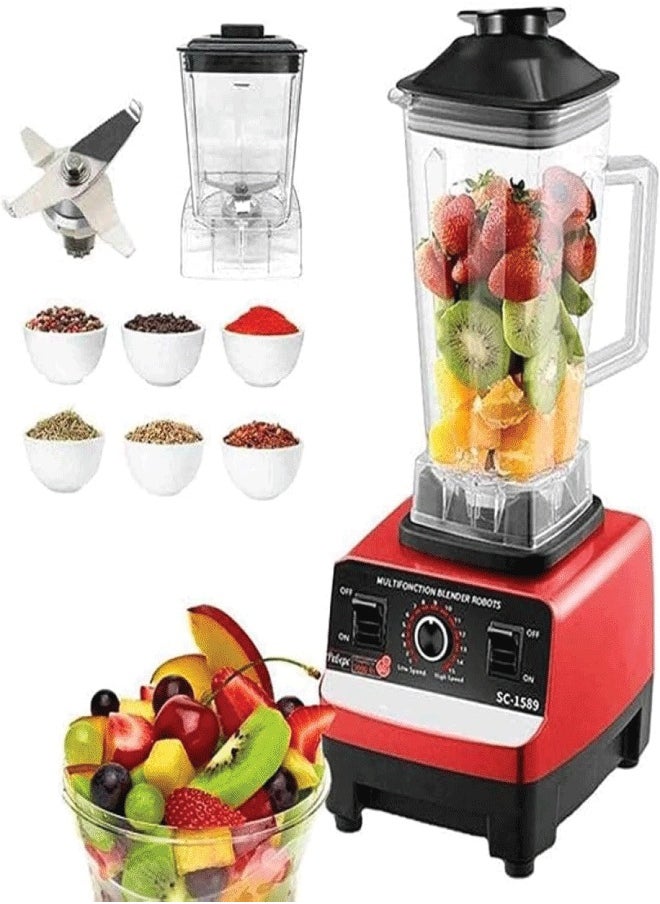 Silver Crest 4500W Heavy Duty Commercial Grade BlenderMultifunctional Juicer Mixer with 2 Jars SC 1589 Dishwasher Safe, Stainless Steel Blades Fruit Processor, Grinder, Smoothie Maker