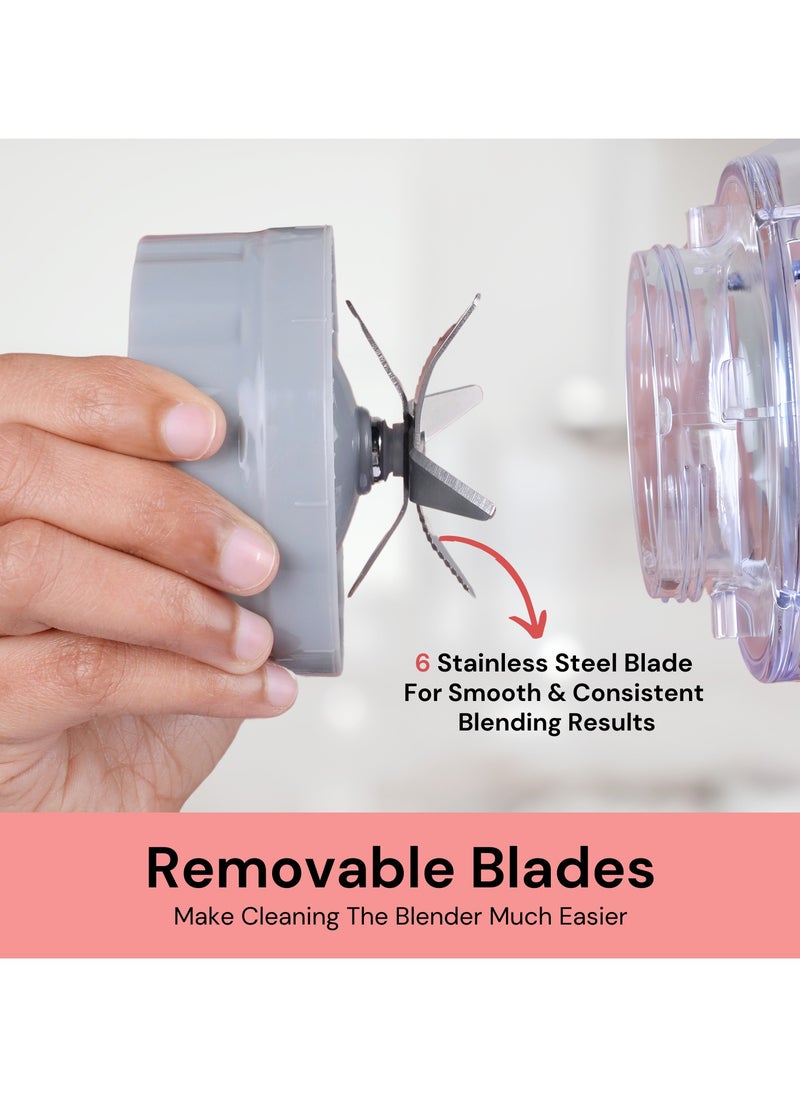 2-in-1 Blender & Grinder, 600W High-Speed Motor, 1.8L Juice Blender Jar + 300 ml Grinder Jar, 2-Speed + Pulse Function, Stainless Steel Blade, Ice Crushing, Coffee Grinding, Countertop Blender