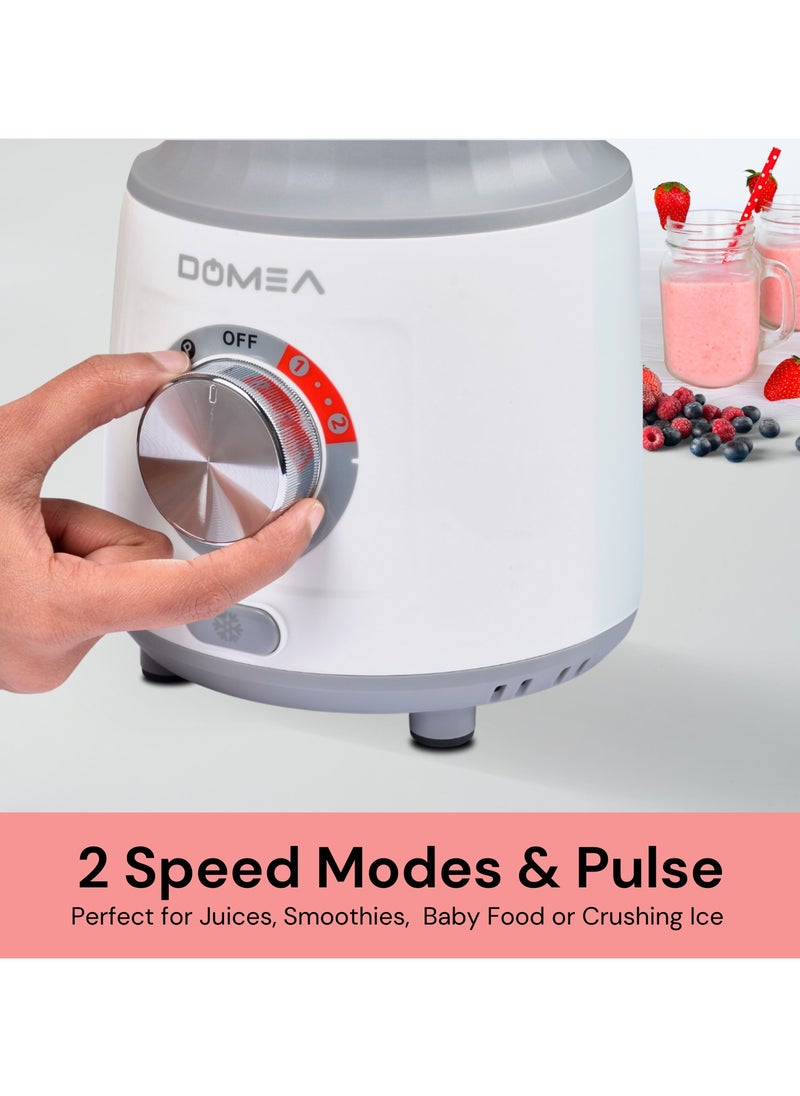 2-in-1 Blender & Grinder, 600W High-Speed Motor, 1.8L Juice Blender Jar + 300 ml Grinder Jar, 2-Speed + Pulse Function, Stainless Steel Blade, Ice Crushing, Coffee Grinding, Countertop Blender