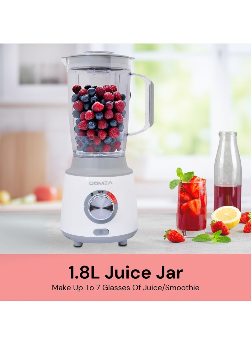 2-in-1 Blender & Grinder, 600W High-Speed Motor, 1.8L Juice Blender Jar + 300 ml Grinder Jar, 2-Speed + Pulse Function, Stainless Steel Blade, Ice Crushing, Coffee Grinding, Countertop Blender