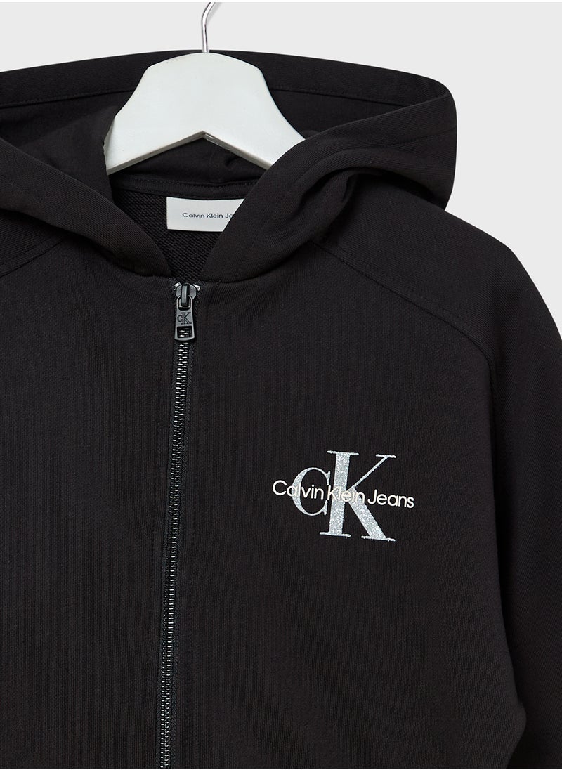 Youth Graphic Logo Zip Hoodie