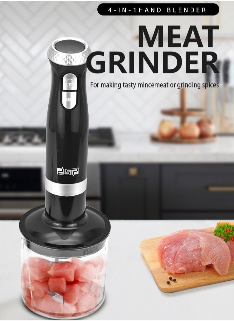 Multifunctional Hand Blender, 4 IN 1 Electric Blender with Chopper, Mixer,Whisk, 700W,KM-1091,Black