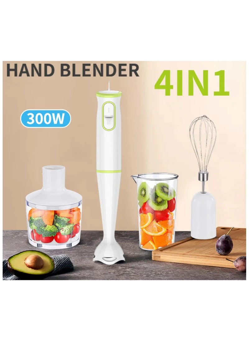 4 in 1 Hand Blender and Mixer,Chopper,Electric Handheld Blender,300W.