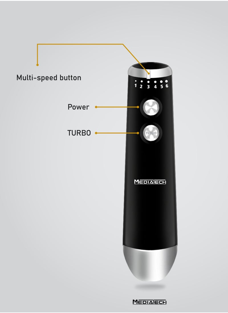 Hand Blender | 1200W | 6 Speeds Continuous Variable Control | Turbo Mode Function | Stainless Steel Leaf Blade and Rod | MT-HB300