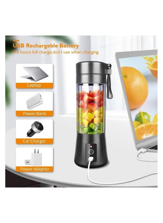 Portable Blender Smoothie Blender Personal Mini Blender Shakes and Smoothies Rechargeable Home Travel Fruit Juicer Cup with 14 Oz BPA Free Travel Cup and Lid Mini Mixing Shaker Bottle 380ml