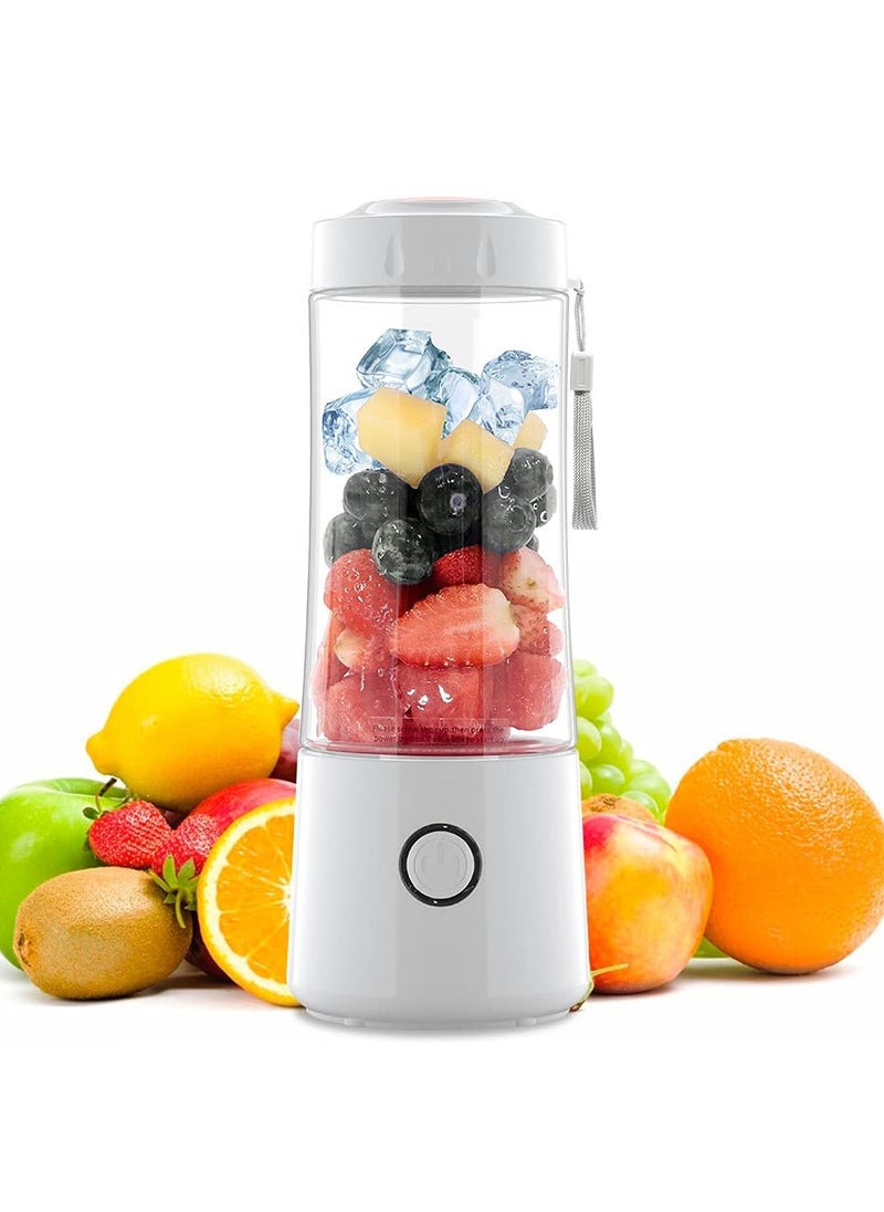 Portable Personal Blender with 3000 mAh Rechargeable Battery, 6 Blades for Smoothies and Shakes, Mini Juicer Cup for Home, Travel, Sports, and Kitchen (White)