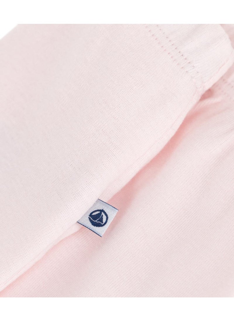 Newborn babies' plain cotton trousers with feet