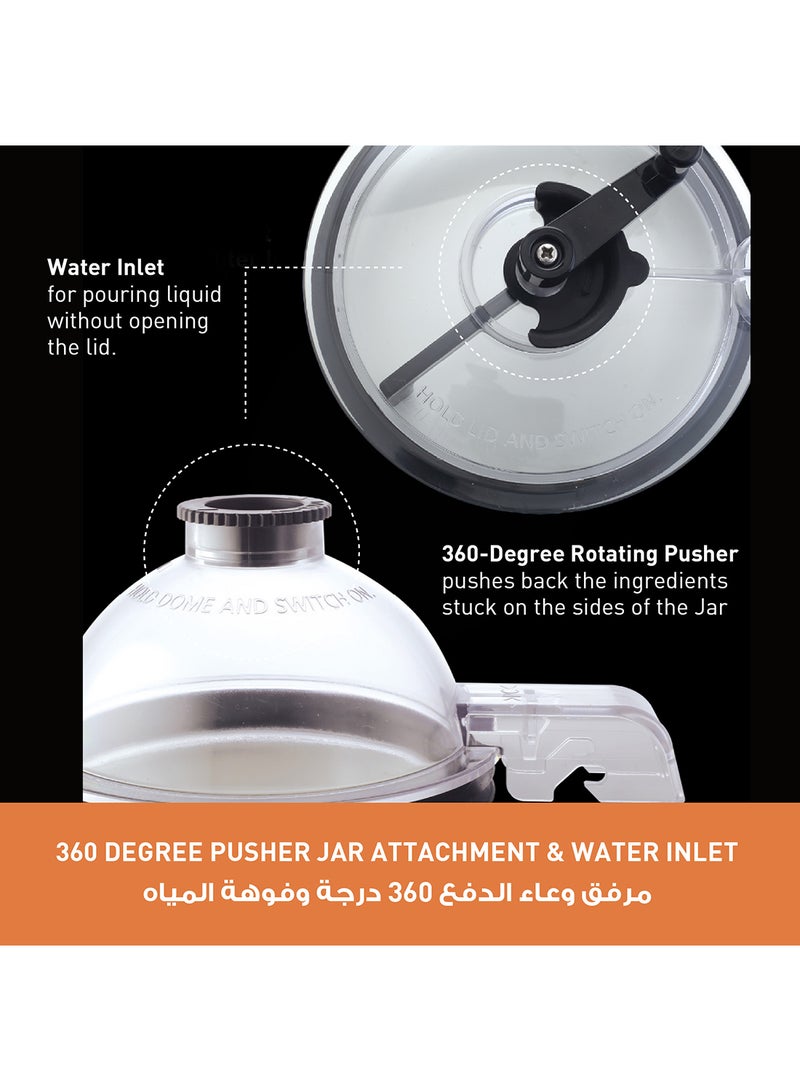 Powerful Monster Series Mixer Grinder With Stainless Steel Blender Jar, Mill Jar, Flexi Jar With 3 Lids [ Dome Lid, Chutney Lid With Pusher Attachment And Spice Grinding Lid], Strong Samurai Edge Blade Made From Monolith Steel 1 L 2000 W MX-AE365KTZ Black