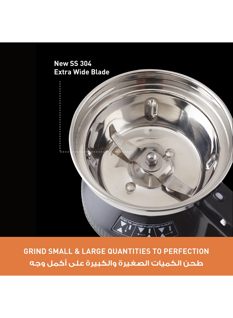 Powerful Monster Series Mixer Grinder With Stainless Steel Blender Jar, Mill Jar, Flexi Jar With 3 Lids [ Dome Lid, Chutney Lid With Pusher Attachment And Spice Grinding Lid], Strong Samurai Edge Blade Made From Monolith Steel 1 L 2000 W MX-AE365KTZ Black